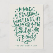 クリスマスベージュと緑の非写真の魔法 シーズンポストカード (正面)