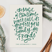 クリスマスベージュと緑の非写真の魔法 シーズンポストカード