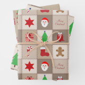 クリスマスベージュスクエアパターン紙シート ラッピングペーパーシート (インサイチュ)