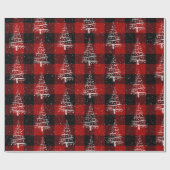 クリスマスベースボールとレッドソックスの木が格子状に ラッピングペーパー (フラット)