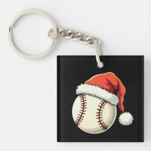 クリスマスベースボールサンタおもしろいハットスポーツクリスマス キーホルダー