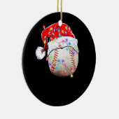 クリスマスベースボールサンタおもしろいハットスポーツクリスマス セラミックオーナメント (右)