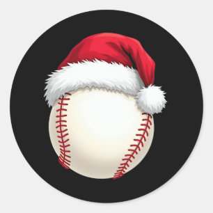 クリスマスベースボールサンタおもしろいハットスポーツクリスマス ラウンドシール