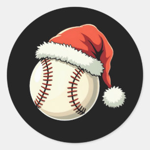 クリスマスベースボールサンタおもしろいハットスポーツクリスマス ラウンドシール