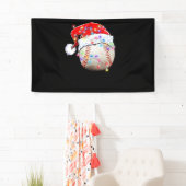 クリスマスベースボールサンタおもしろいハットスポーツクリスマス 横断幕 (インサイチュ)
