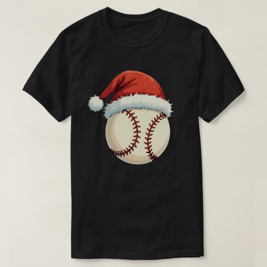 クリスマスベースボールサンタおもしろいハットスポーツクリスマス Tシャツ (デザイン正面)