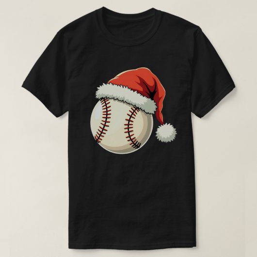 クリスマスベースボールサンタおもしろいハットスポーツクリスマス Tシャツ (デザイン正面)