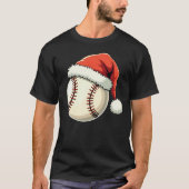 クリスマスベースボールサンタおもしろいハットスポーツクリスマス Tシャツ (正面)