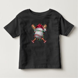 クリスマスベースボールサンタスポーツクリスマスホリデー トドラーTシャツ