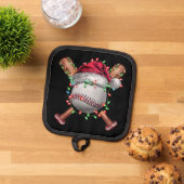 クリスマスベースボールサンタスポーツクリスマスホリデー 鍋敷き (トップダウン)