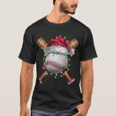 クリスマスベースボールサンタスポーツクリスマスホリデー Tシャツ (正面)