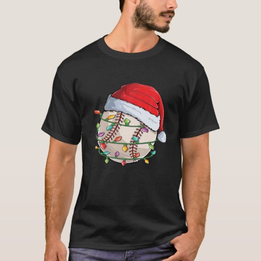 クリスマスベースボールサンタハットおもしろいクリスマスパジャマボーイ Tシャツ (正面)