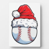 クリスマスベースボールサンタハットクリスマスボーイズキャチェ フォトプラーク (正面)