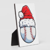 クリスマスベースボールサンタハットクリスマスボーイズキャチェ フォトプラーク (側面)