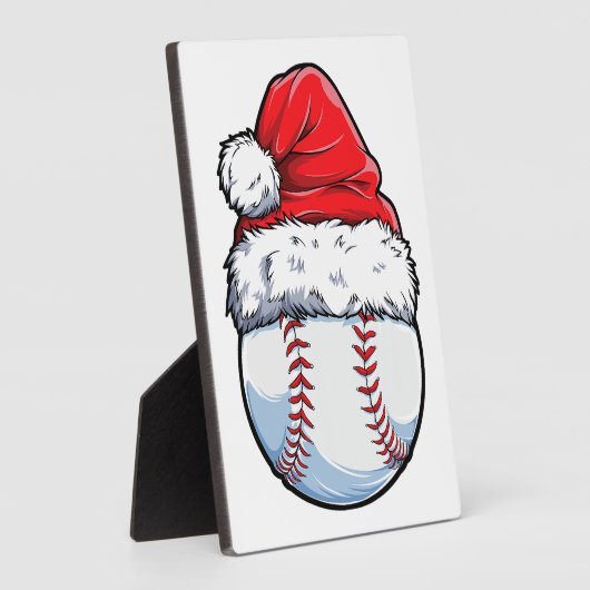 クリスマスベースボールサンタハットクリスマスボーイズキャチェ フォトプラーク (側面)