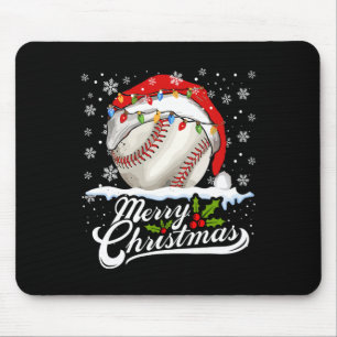 クリスマスベースボールサンタハットクリスマスボーイズメンズ マウスパッド
