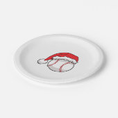 クリスマスベースボールサンタハット野球クリスマス ペーパープレート (アングル)