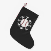 クリスマスベースボールスノーフレークスポーツヒット走ホム スモールクリスマスストッキング (正面 (吊り時))