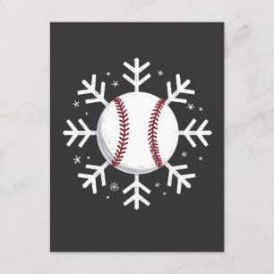 クリスマスベースボールスノーフレークスポーツヒット走ホム ポストカード