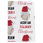 クリスマスベースボールスポーツボール名前をカスタムする ミディアムペーパーバッグ (正面)