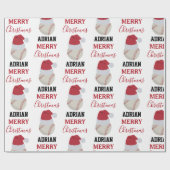 クリスマスベースボールスポーツボール名前をカスタムする ラッピングペーパー (フラット)