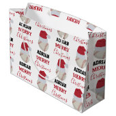 クリスマスベースボールスポーツボール名前をカスタムする ラージペーパーバッグ (裏面アングル)