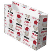 クリスマスベースボールスポーツボール名前をカスタムする ラージペーパーバッグ (正面アングル)