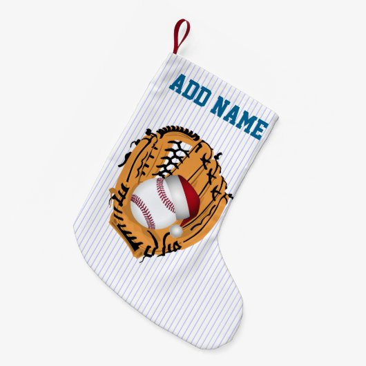 クリスマスベースボールミットアンドボール スモールクリスマスストッキング (正面 (吊り時))