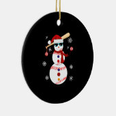 クリスマスベースボール雪だるまサンタハットギフト セラミックオーナメント (右)