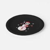 クリスマスベースボール雪だるまサンタハットギフト ペーパープレート (アングル)