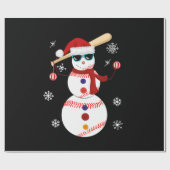 クリスマスベースボール雪だるまサンタハットギフト ラッピングペーパー (フラット)