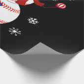 クリスマスベースボール雪だるまサンタハットギフト ラッピングペーパー (角)