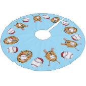 クリスマスベースボール、こうもり、手袋 ブラッシュドポリエステルツリースカート (アングル)