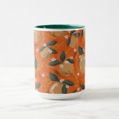 クリスマスペアと花のパターン マグカップ (中央)