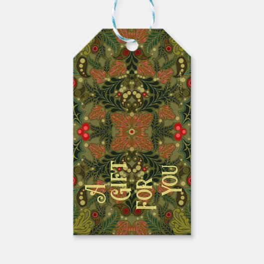 クリスマスペイズリーギフトラベル ギフトタグ (正面)