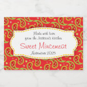 クリスマスペイズリーパターン（の模様が）あるミンセミートラベル フードラベル (シングルラベル)