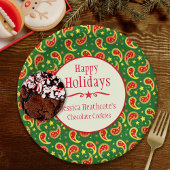 クリスマスペイズリー名cookie交換紙プレート ペーパープレート
