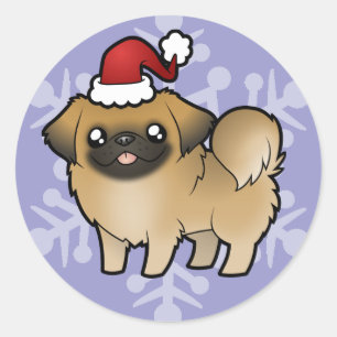 クリスマスペキン(子犬カット) ラウンドシール