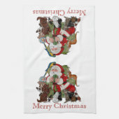 クリスマスペッツサンタドッグキャット動物愛好家 キッチンタオル (縦)