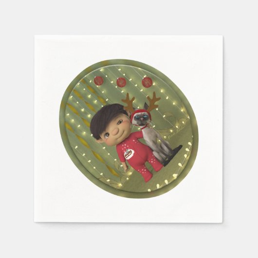 クリスマスペットの友人 スタンダードカクテルナプキン (正面)