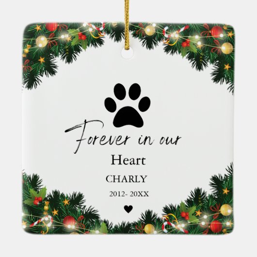 クリスマスペットキャットドッグメモリアル セラミックオーナメント (裏面)