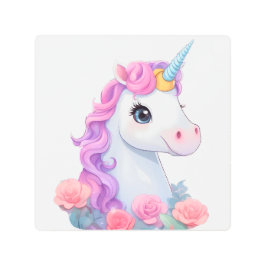 クリスマスペットキュートカラフル雪ベビーフォールクリスマス メタルプリント