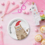 クリスマスペット猫の休日のテーブルデコレーションニャー ペーパープレート (パーティー)