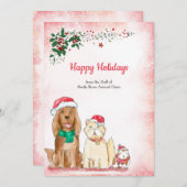 クリスマスペット獣医用ホリデーカード シーズンカード (正面/裏面)
