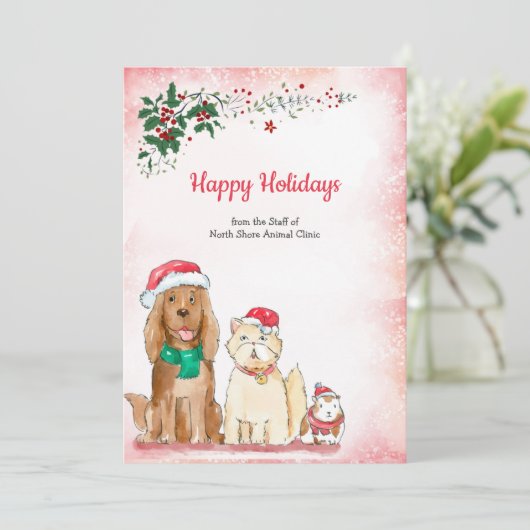 クリスマスペット獣医用ホリデーカード シーズンカード (スタンド正面)