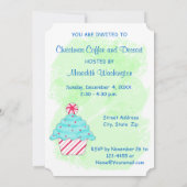 クリスマスペパーミントカップケーキコーヒーデザートパーティー 招待状 (裏面)