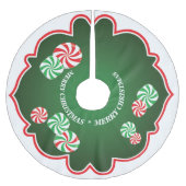 クリスマスペパーミントキャンディズツリースカート ブラッシュドポリエステルツリースカート (正面)