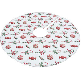 クリスマスペパーミントキャンディーズとキャンディーキャンディー ブラッシュドポリエステルツリースカート