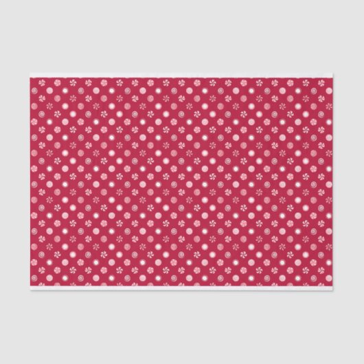 クリスマスペパーミントキャンディ棒つきキャンデー水玉模様 薄葉紙 (正面)