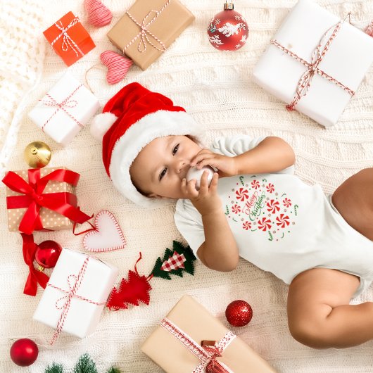 クリスマスペパーミントキャンディ ベビーボディスーツ